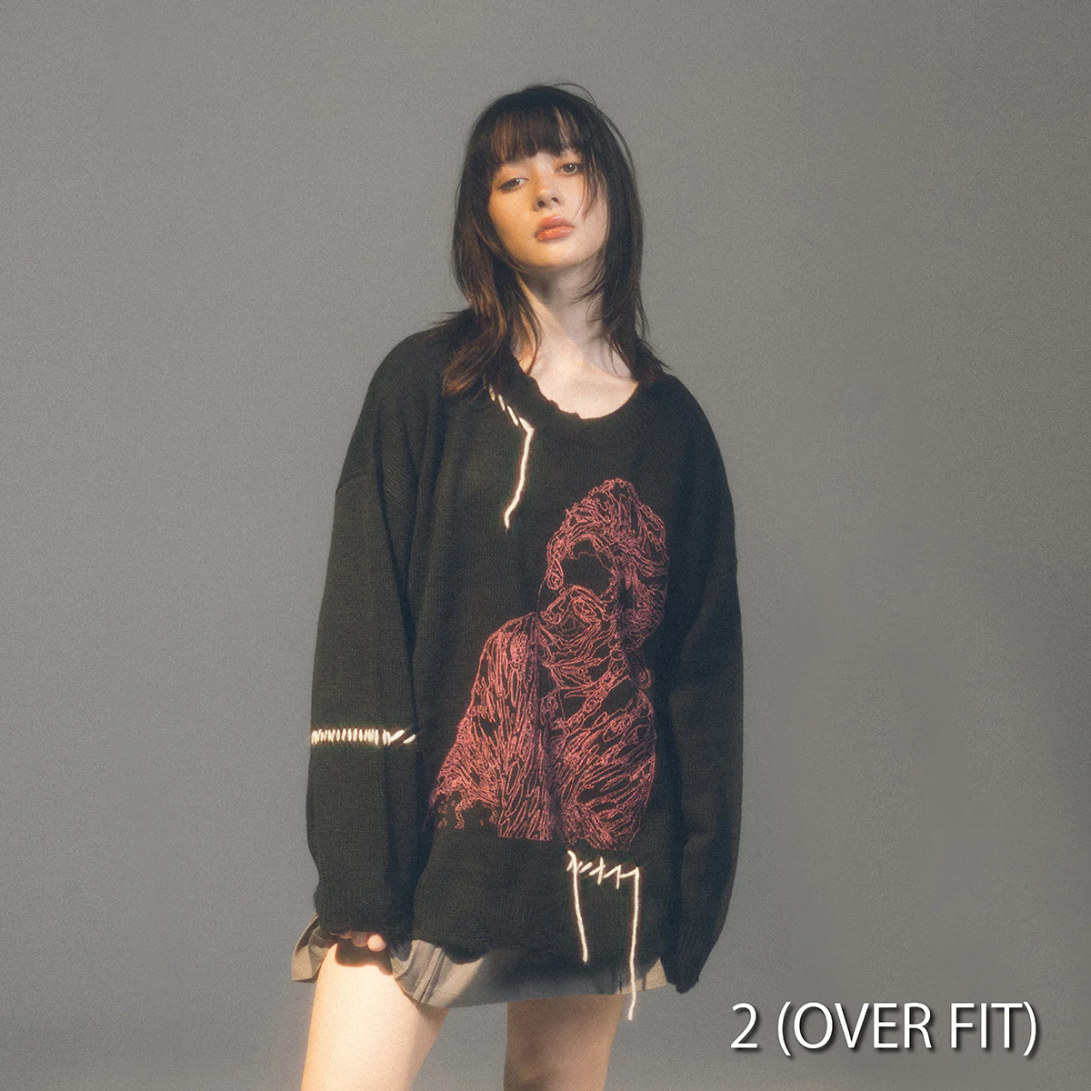 ”Novel Core × A Good Bad Influence” Outline Sweater Black - Image 5