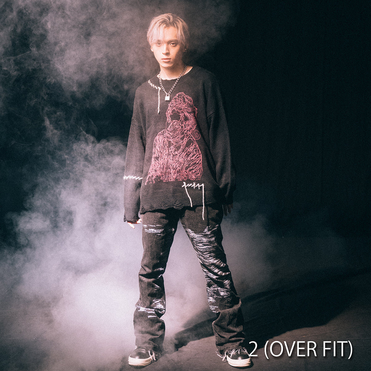 ”Novel Core × A Good Bad Influence” Outline Sweater Black - Image 6
